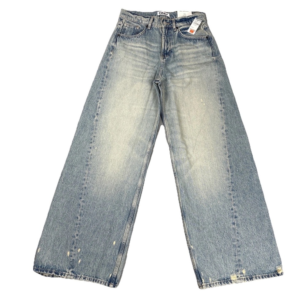 Only Blue Denim‎ Eryn Wide Leg High Waist Women's Jeans Size 27 Light Wash NWT